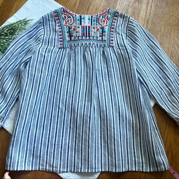 J.Jill Love Linen Striped Embroidered Top Jacket S - Picture 8 of 11